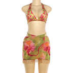 Floral Breeze Three Piece Summer Set And Cover Up Swimwear