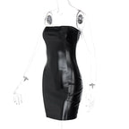 Strapless PU Leather Bodycon Mini Dress