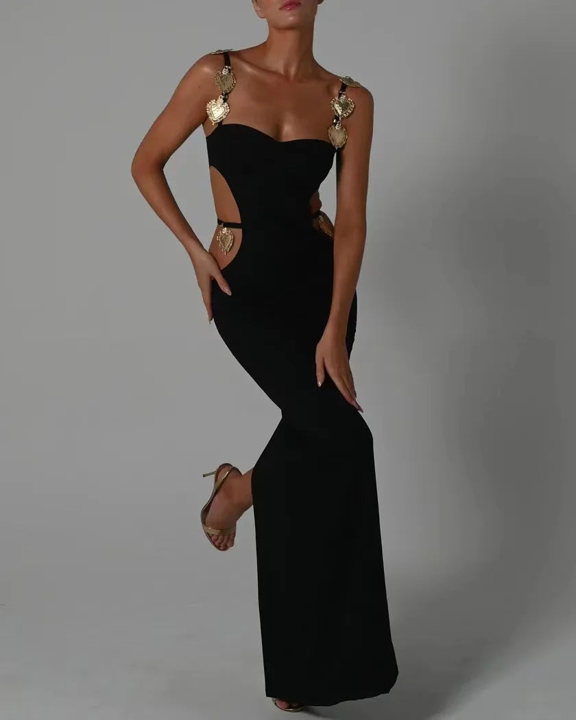 Long Elegant Sleeveless Bodysuit Dress