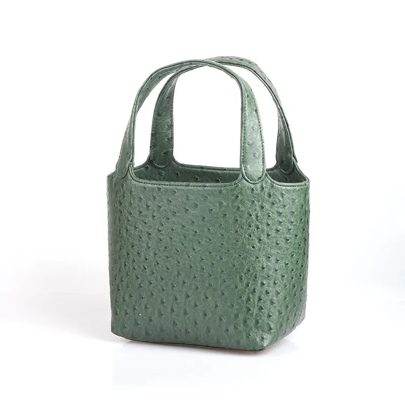 Ostrich-Pattern Bucket Bag Chic Leather Tote With Elevated Everyday Elegance