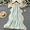 Breezy Halter Sleeveless A Line Midi Dress With High Waist For Summer
