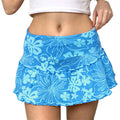 Ruffles A-Line Mini Skirt With Floral Print High Waist Frill Trim Above Knee