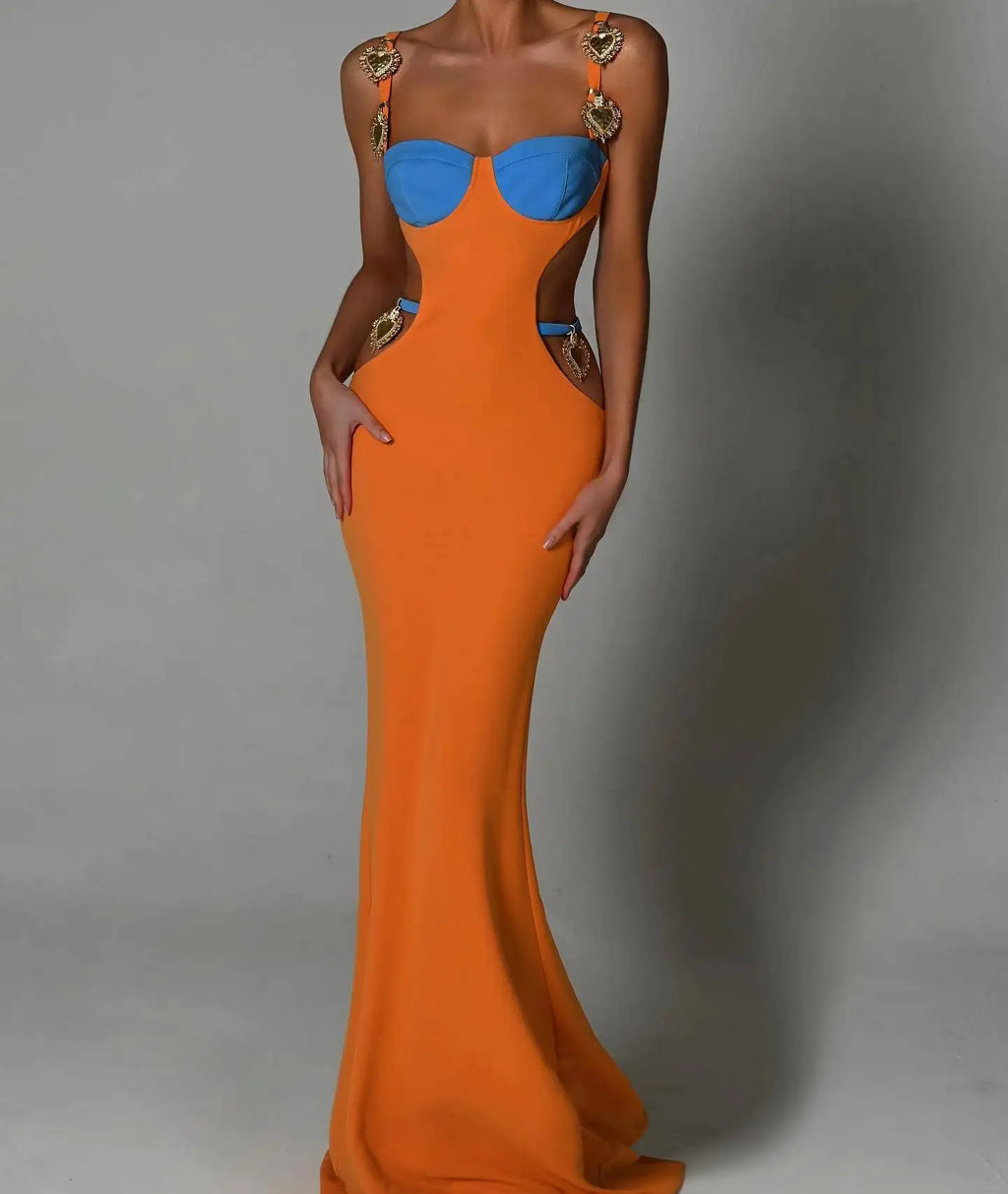 Long Elegant Sleeveless Bodysuit Dress