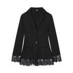 Lace Waist-Cinching Blazer Coat For Women Vintage Long Sleeve Outerwear Elegant Femme