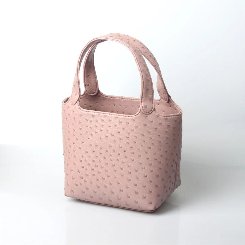 Ostrich-Pattern Bucket Bag Chic Leather Tote With Elevated Everyday Elegance