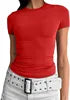 Women's Slim Fit Short Sleeve Crop Top Soft Knit Tee