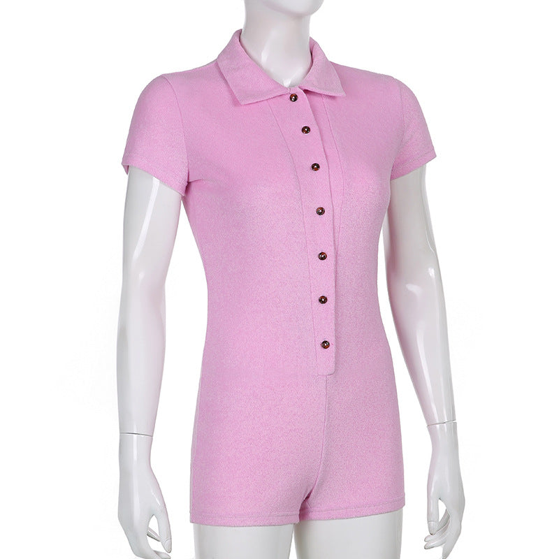 Romper Playsuit With Vneck Short Sleeve Bodycon Fit