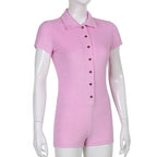 Romper Playsuit With Vneck Short Sleeve Bodycon Fit