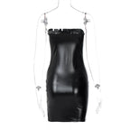Strapless PU Leather Bodycon Mini Dress