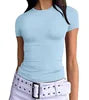 Women's Slim Fit Short Sleeve Crop Top Soft Knit Tee