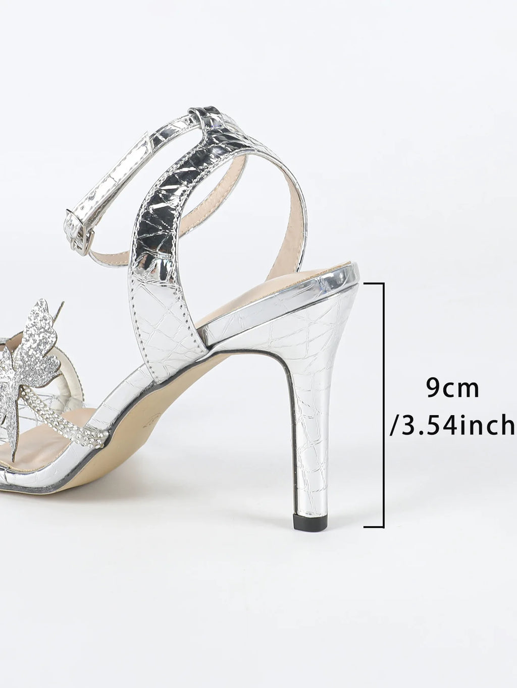 Crystal Bow High Heel Sandals Slip On Glam