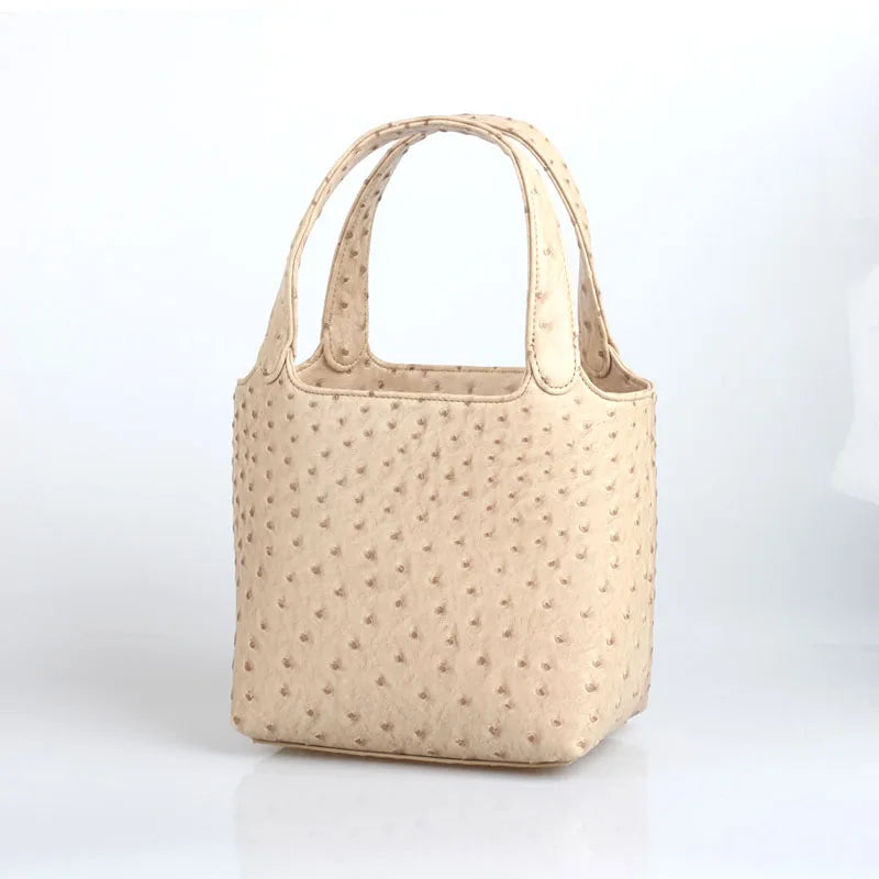 Ostrich-Pattern Bucket Bag Chic Leather Tote With Elevated Everyday Elegance