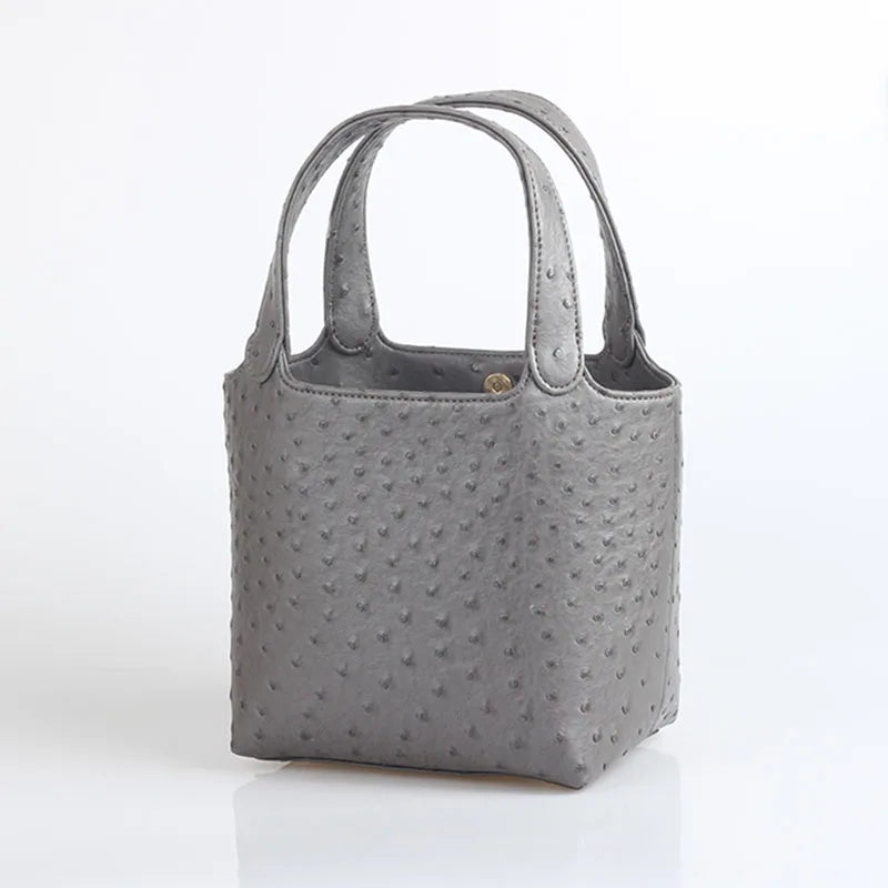 Ostrich-Pattern Bucket Bag Chic Leather Tote With Elevated Everyday Elegance