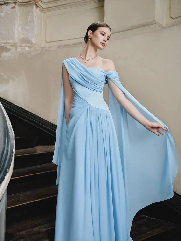 French Elegant Maxi Dress A Line Full Sleeve Luxury Gown