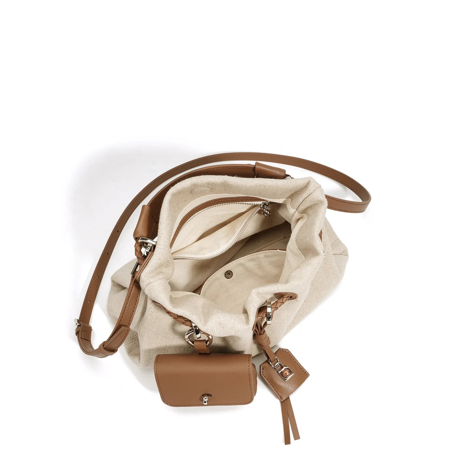 Linen Denim Genuine Leather Handbag Vibe Underarm Shoulder Style