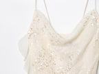 Beaded Midi Dress Collarless Sleeveless