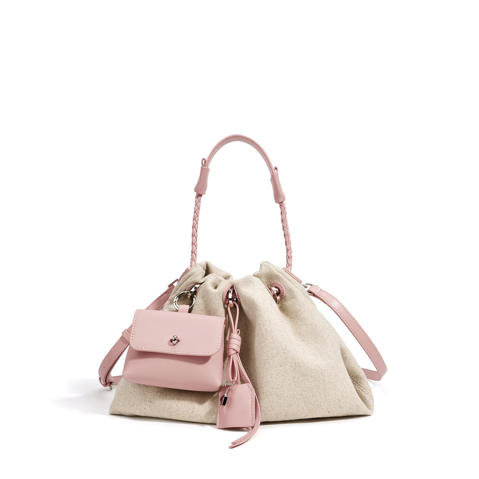Linen Denim Genuine Leather Handbag Vibe Underarm Shoulder Style