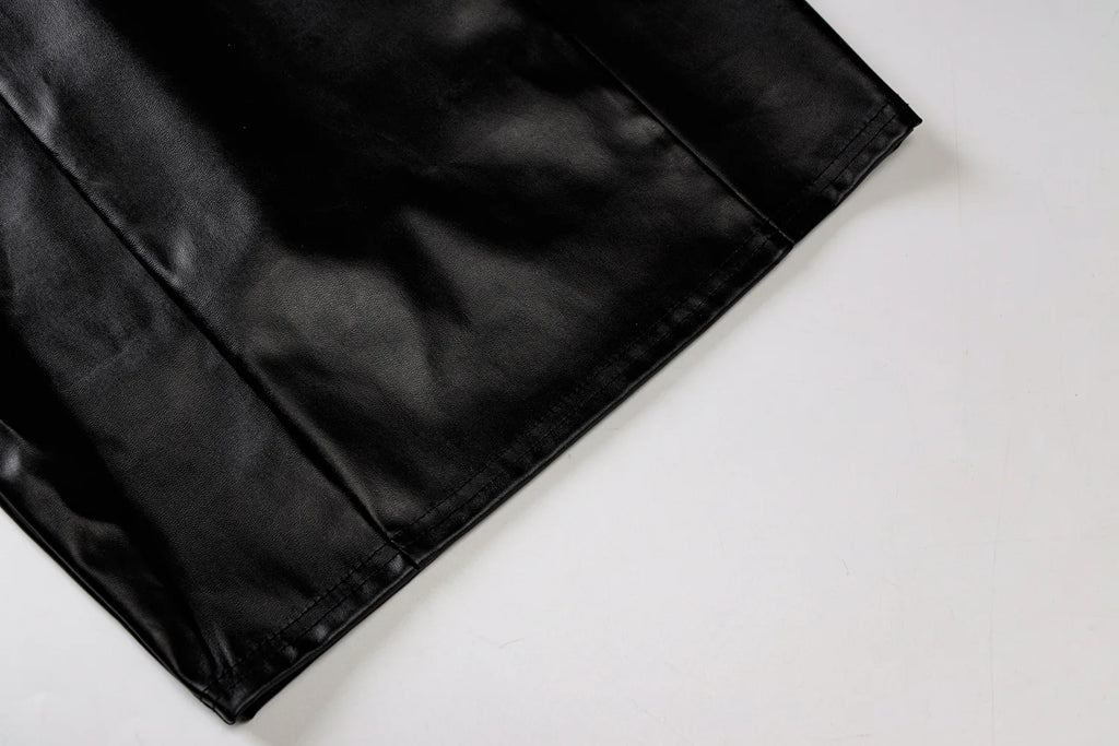 Strapless PU Leather Bodycon Mini Dress
