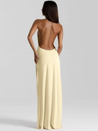 Women's Halter V-Neck Backless Maxi Party Dress