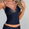 Sequin Spaghetti Strap Crop Top Camisole Glittery