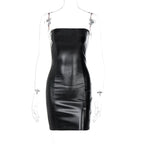 Strapless PU Leather Bodycon Mini Dress