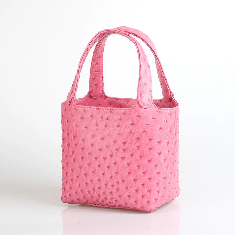 Ostrich-Pattern Bucket Bag Chic Leather Tote With Elevated Everyday Elegance