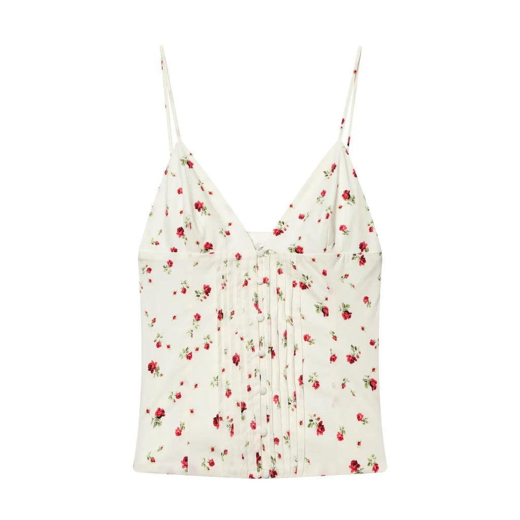 Pleated V Neck Camisole Top