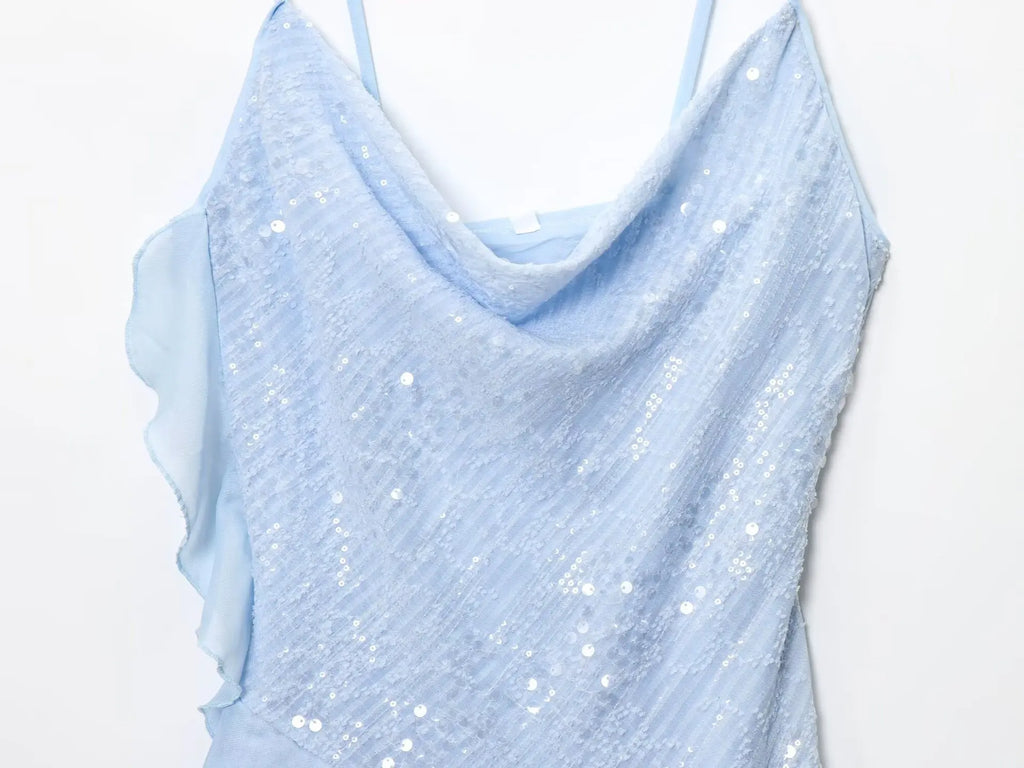 Beaded Midi Dress Collarless Sleeveless