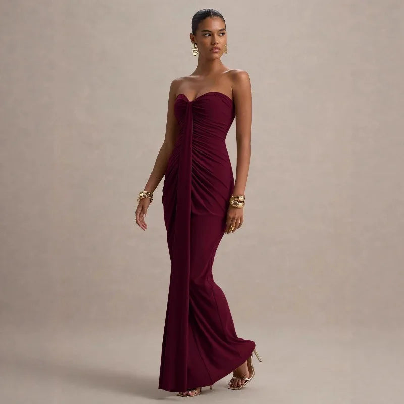 Women's Strapless Off-Shoulder Bodycon Maxi Dress