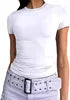 Women's Slim Fit Short Sleeve Crop Top Soft Knit Tee