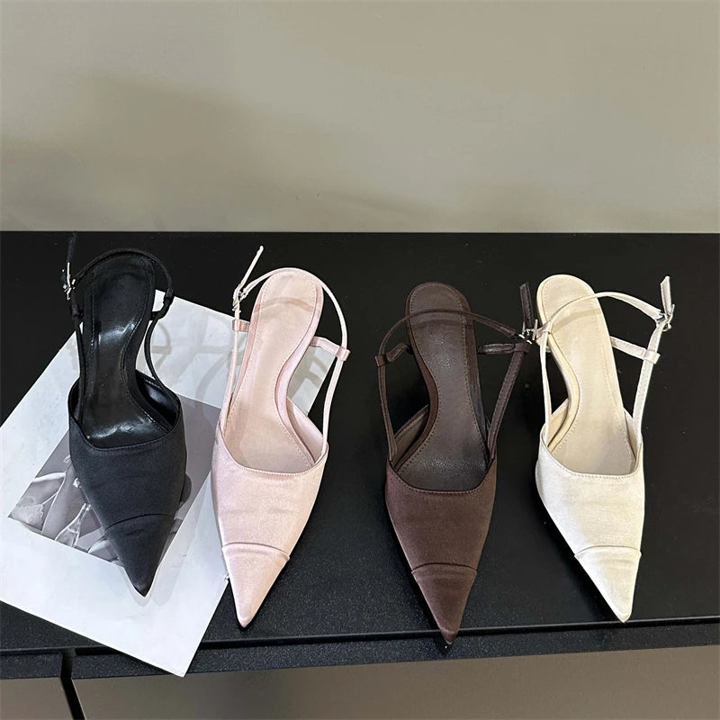 Glamorous Silk Mules With Pointed Toe