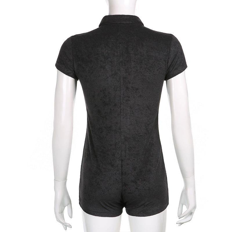 Romper Playsuit With Vneck Short Sleeve Bodycon Fit