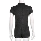 Romper Playsuit With Vneck Short Sleeve Bodycon Fit