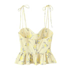 Whimsical Floral Poplin Suspender Top With Versatile Charm