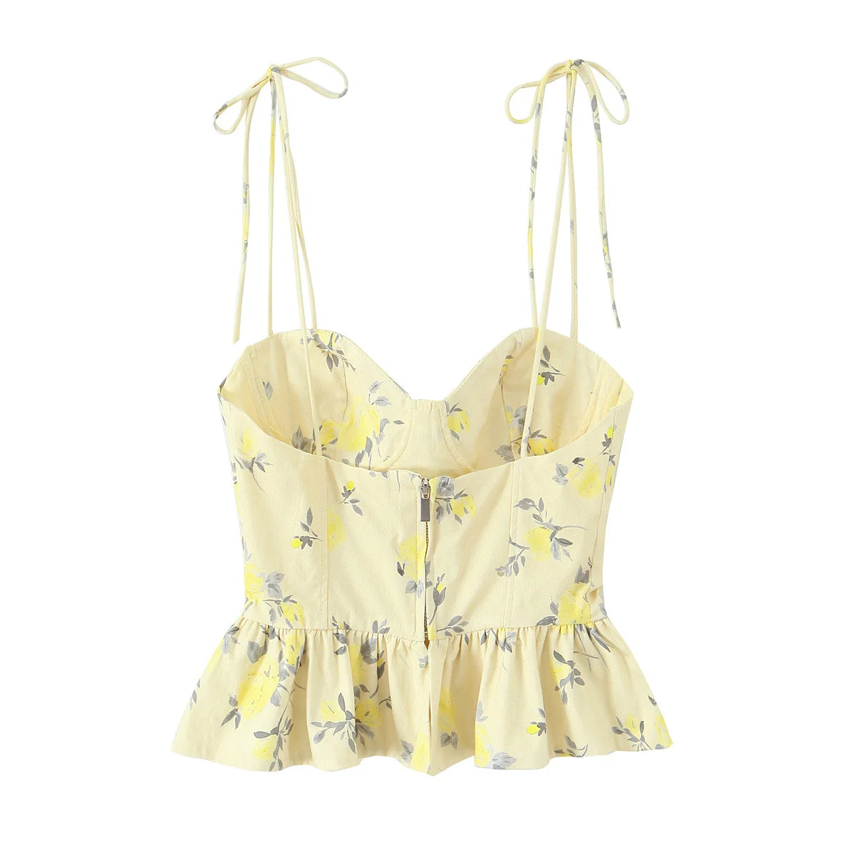 Whimsical Floral Poplin Suspender Top With Versatile Charm