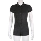 Romper Playsuit With Vneck Short Sleeve Bodycon Fit
