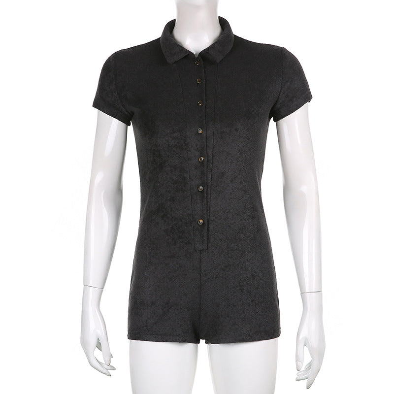 Romper Playsuit With Vneck Short Sleeve Bodycon Fit