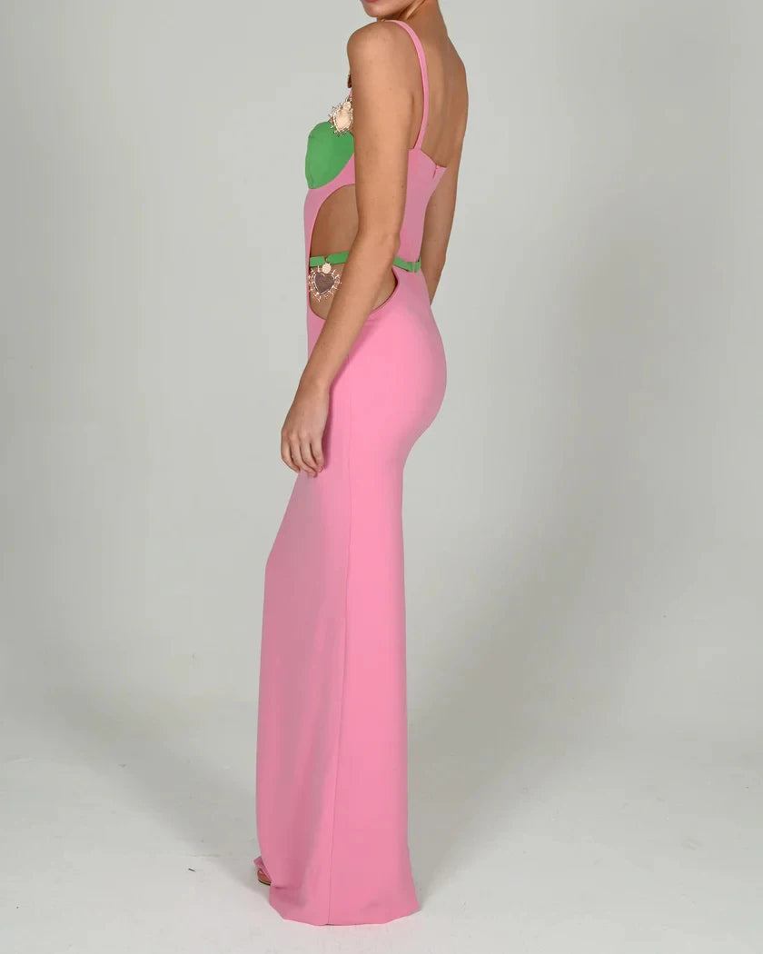 Long Elegant Sleeveless Bodysuit Dress