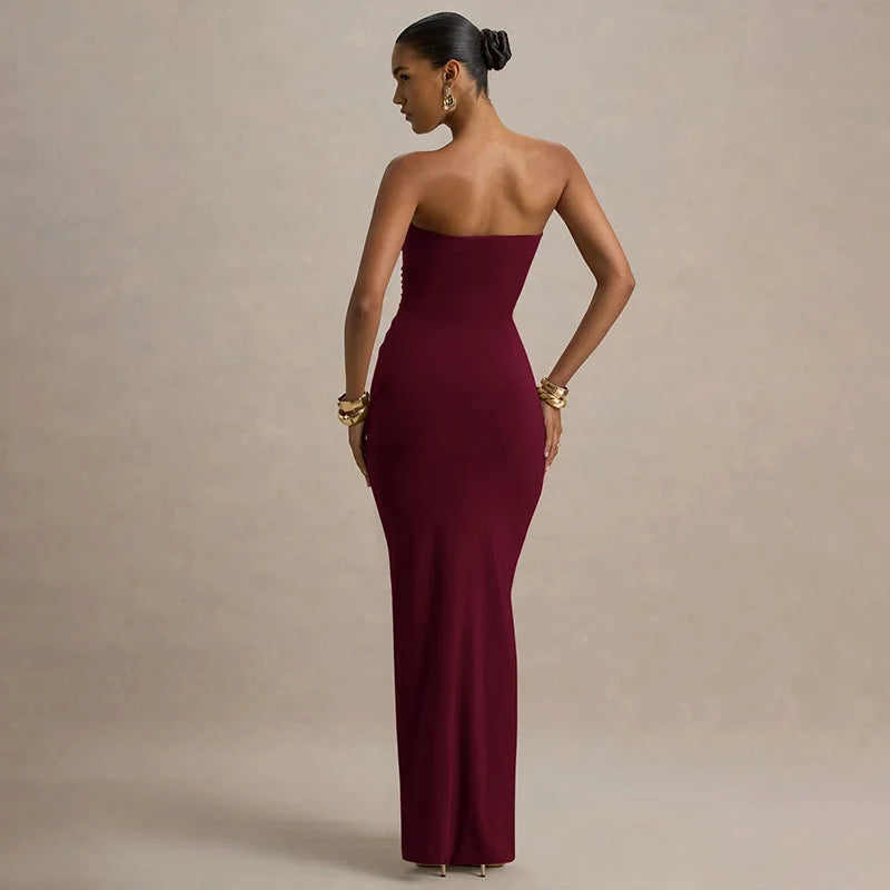 Women's Strapless Off-Shoulder Bodycon Maxi Dress