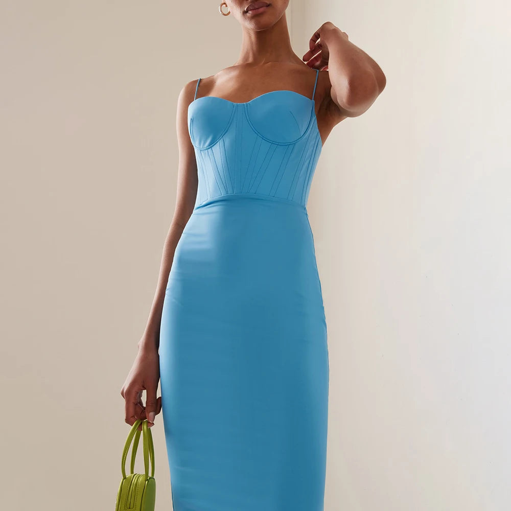 Luxurious Evening Backless Bandage Bodycon Dress With Spaghetti Strap Short Slit