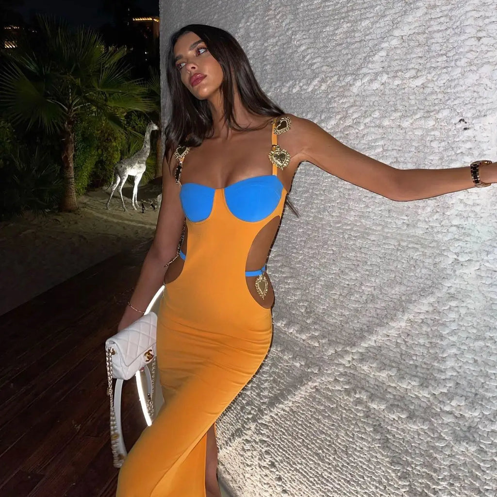 Long Elegant Sleeveless Bodysuit Dress