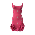 Glamorous Sleeveless Bandage Dress With Rhinestones And Ruffles For Evening Parties