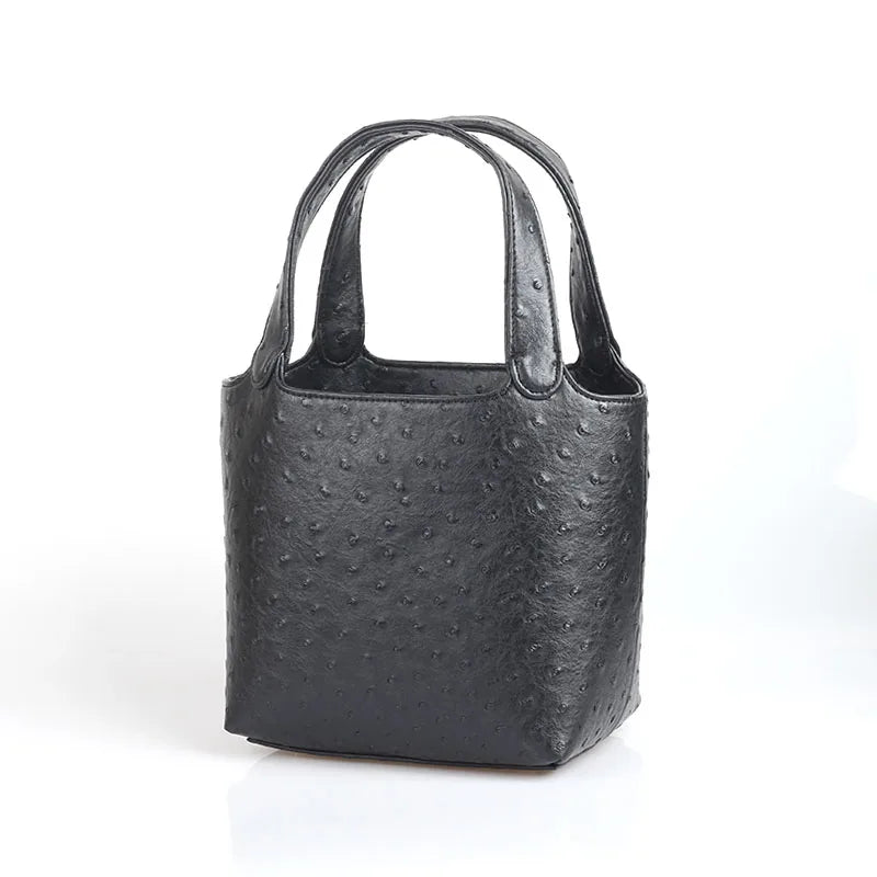 Ostrich-Pattern Bucket Bag Chic Leather Tote With Elevated Everyday Elegance