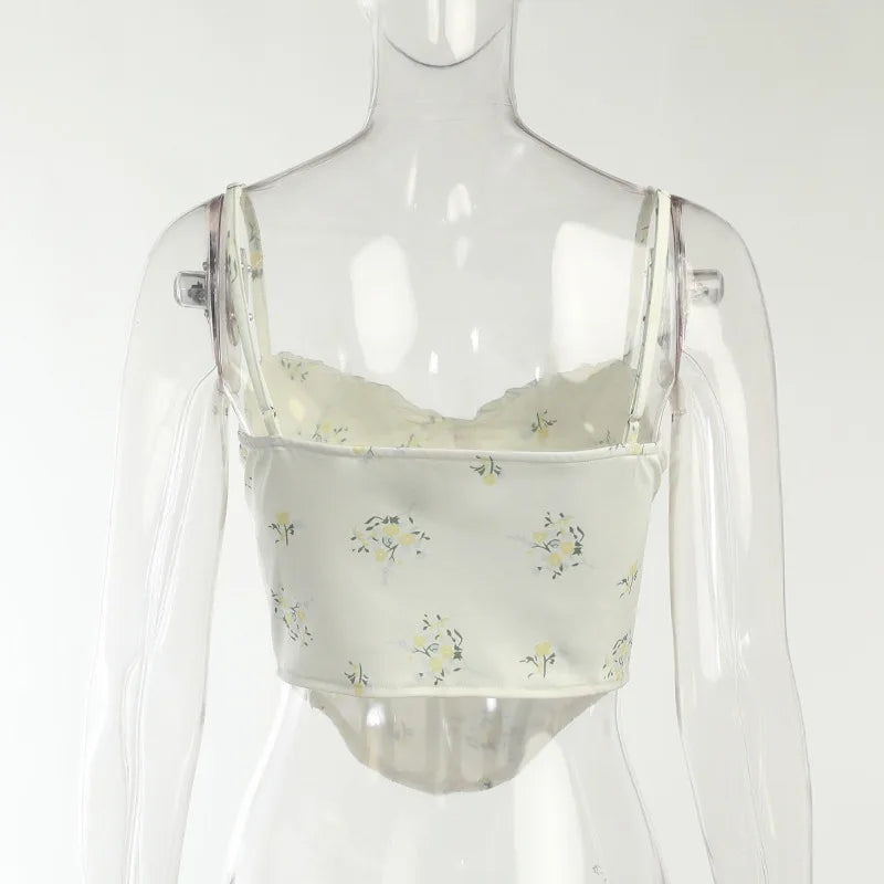 Romantic Vibe Enchanted Floral Backless Corset Crop Top