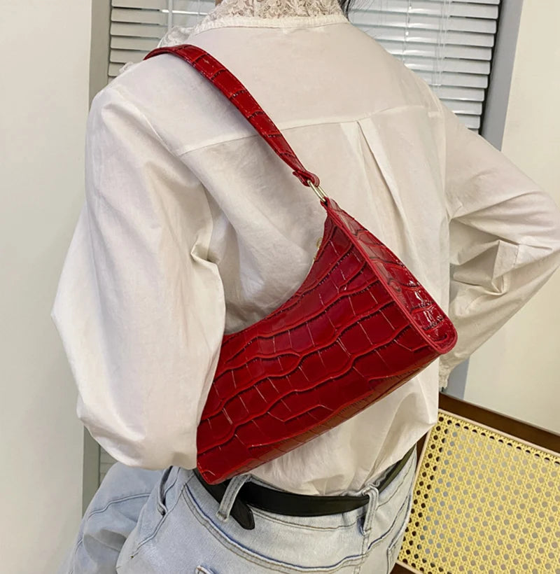 Alligator Pattern PU Leather Underarm Messenger Bag For Women
