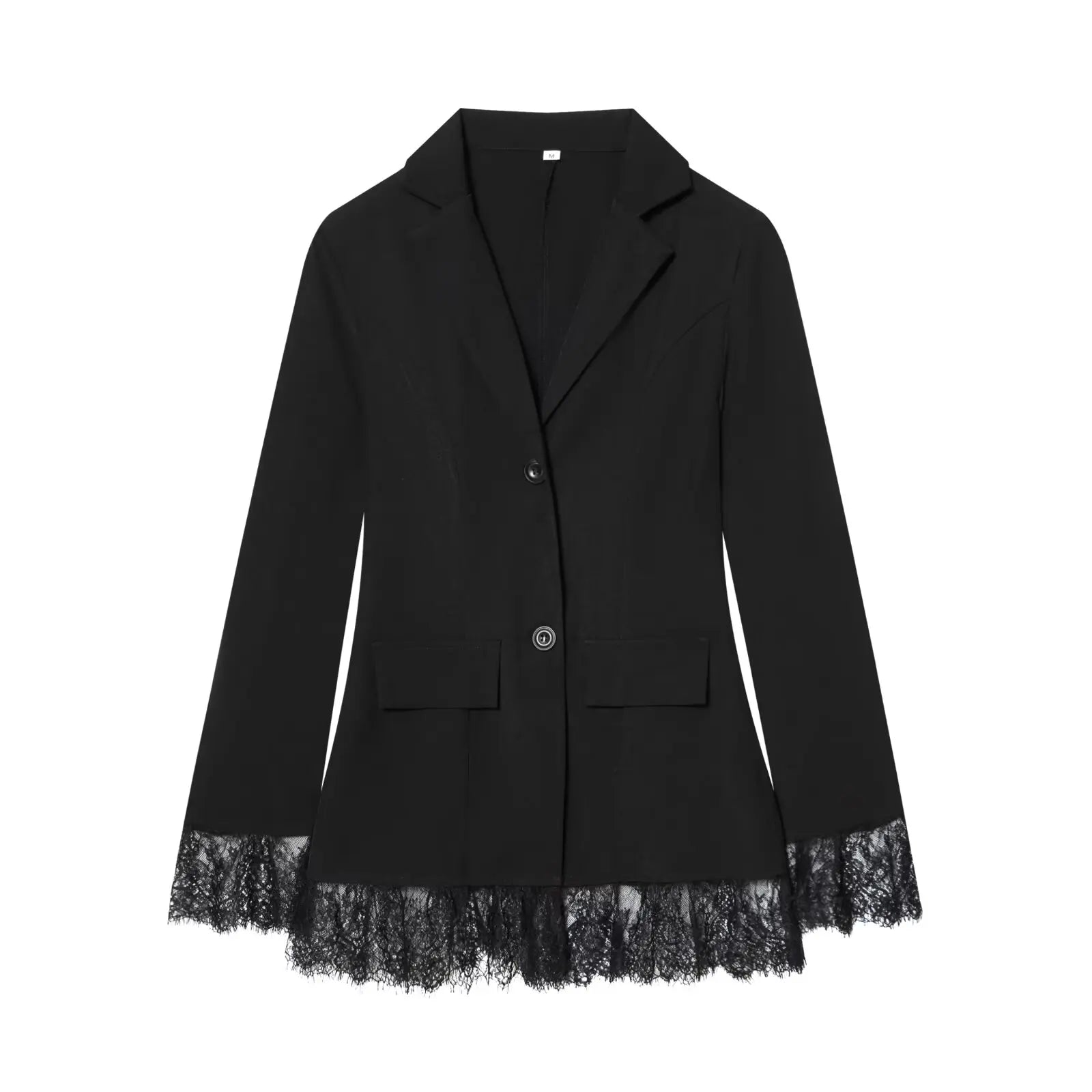 Lace Waist-Cinching Blazer Coat For Women Vintage Long Sleeve Outerwear Elegant Femme