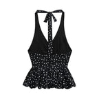 Polka Dot Halter Backless Tank Top Flirty Style