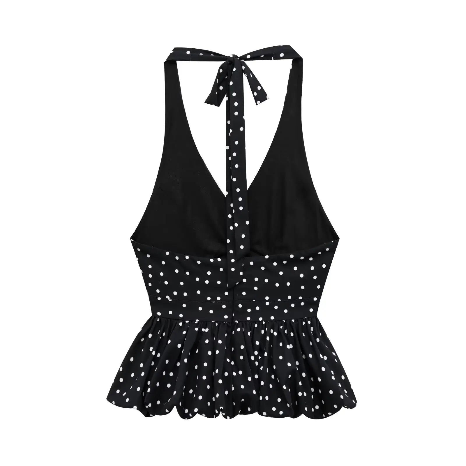 Polka Dot Halter Backless Tank Top Flirty Style