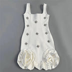 Glamorous Sleeveless Bandage Dress With Rhinestones And Ruffles For Evening Parties