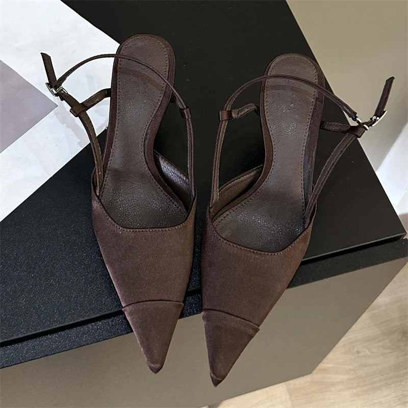 Glamorous Silk Mules With Pointed Toe